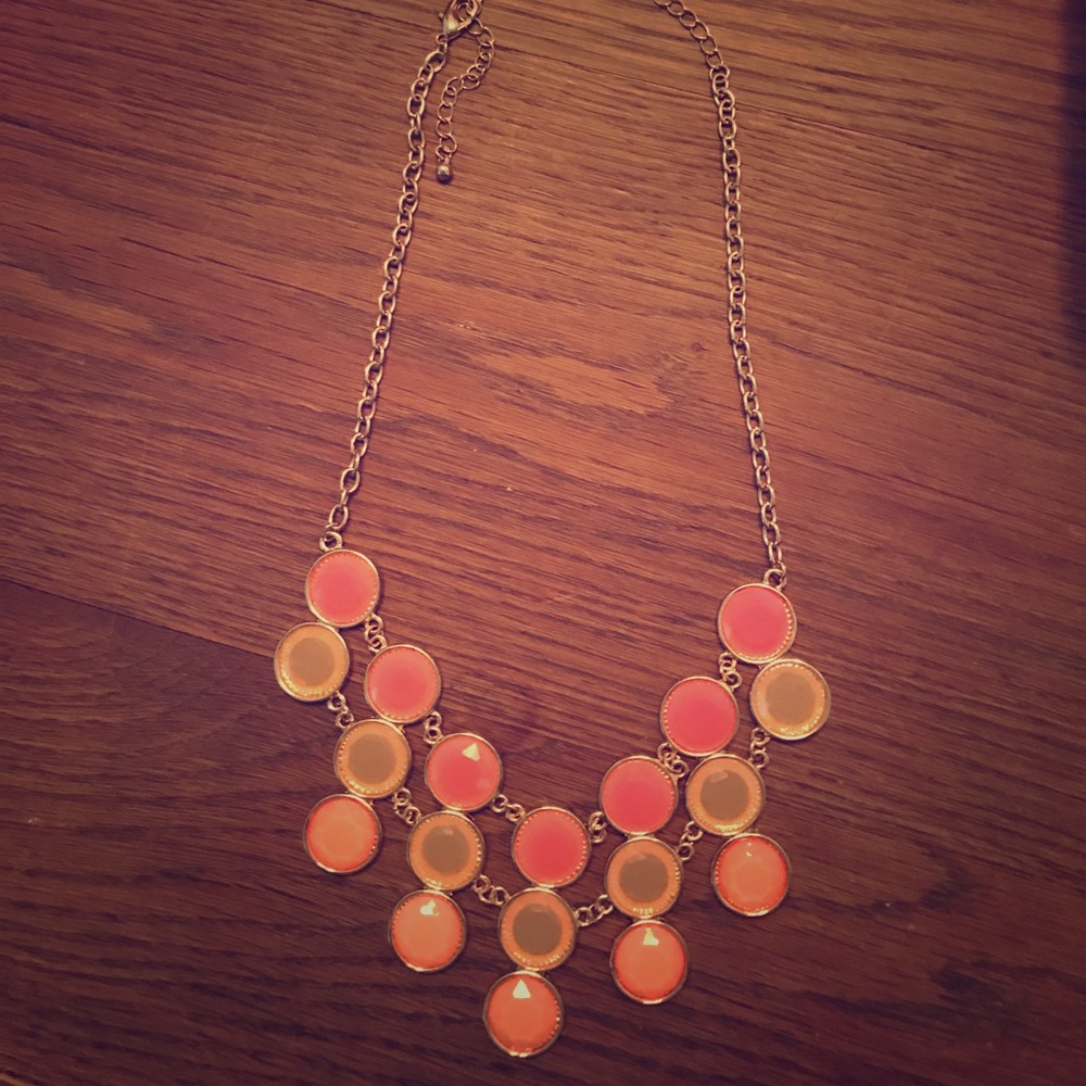 Pink circle shimmer statement necklace