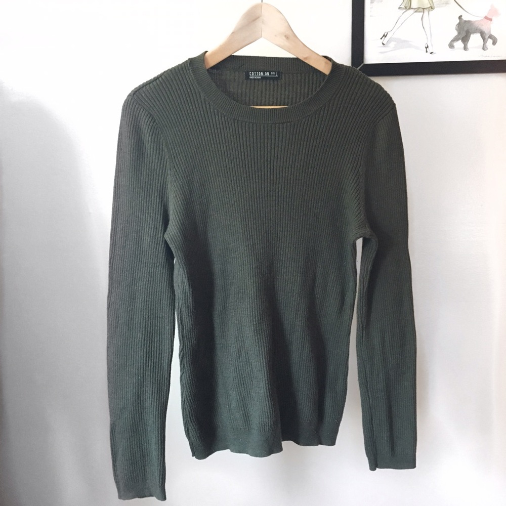Cotton on ribbed crewneck sweater