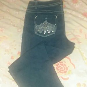 Studded denim capris