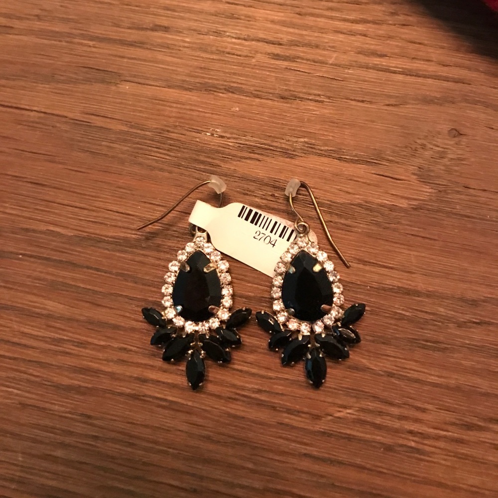 Black & crystal statement earrings