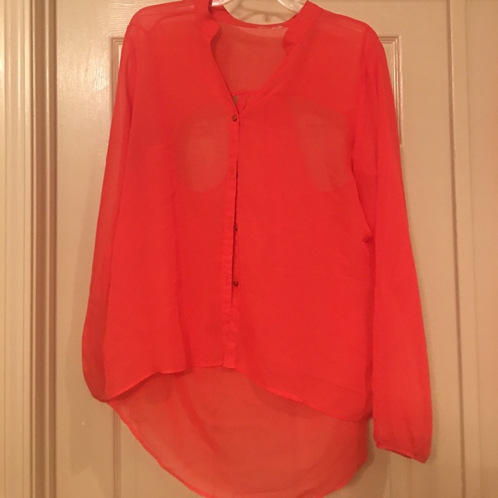 Boutique buttondown sheer top
