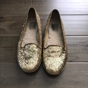 UGG gold glitter flats