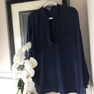 Vince blue silk long sleeve silk shirt