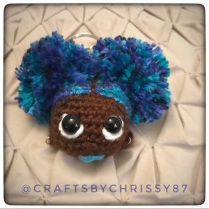 African American Afro Puff Keychain