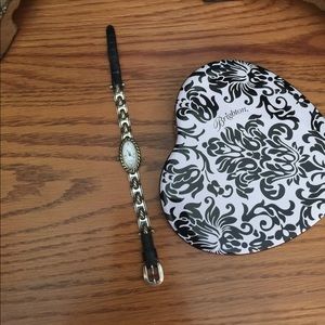 Brighton "Baja" Silver Gold Leather Adj Watch EUC