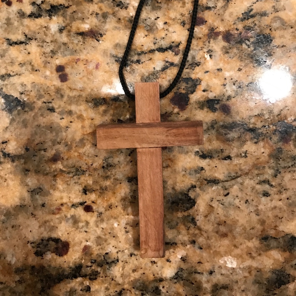 Wooden cross necklace