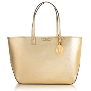 IN SEARCH OF Henri Bendel XL WEST 57th tote GOLD