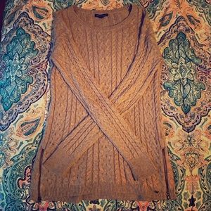 American Eagle Tan Sweater w/ Zipper detail!