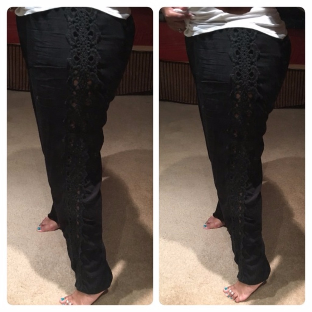 Palazzo Pants with Crocheted Detailing - Picture 2 of 3