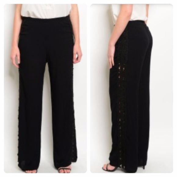 Palazzo Pants with Crocheted Detailing - Picture 3 of 3