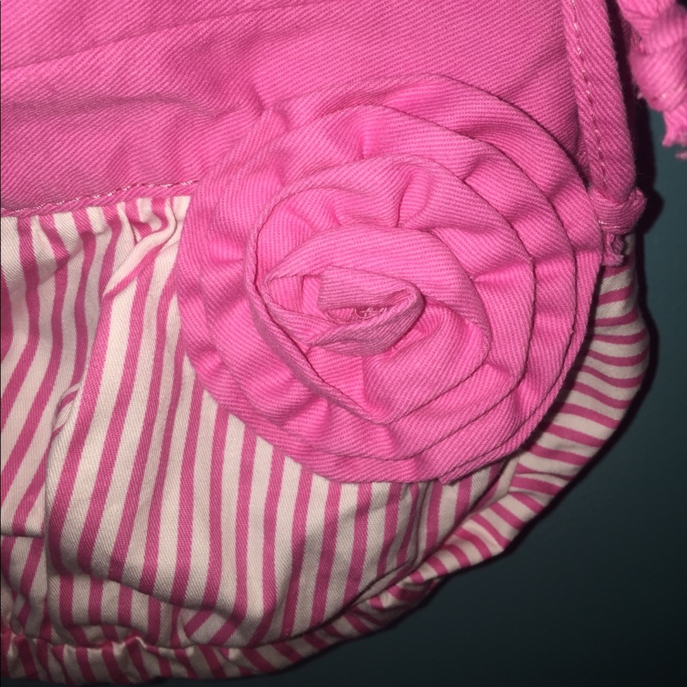 Adorable pink and white striped purse
