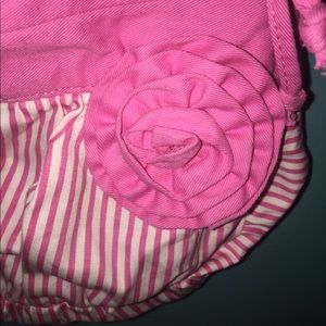 Adorable pink and white striped purse