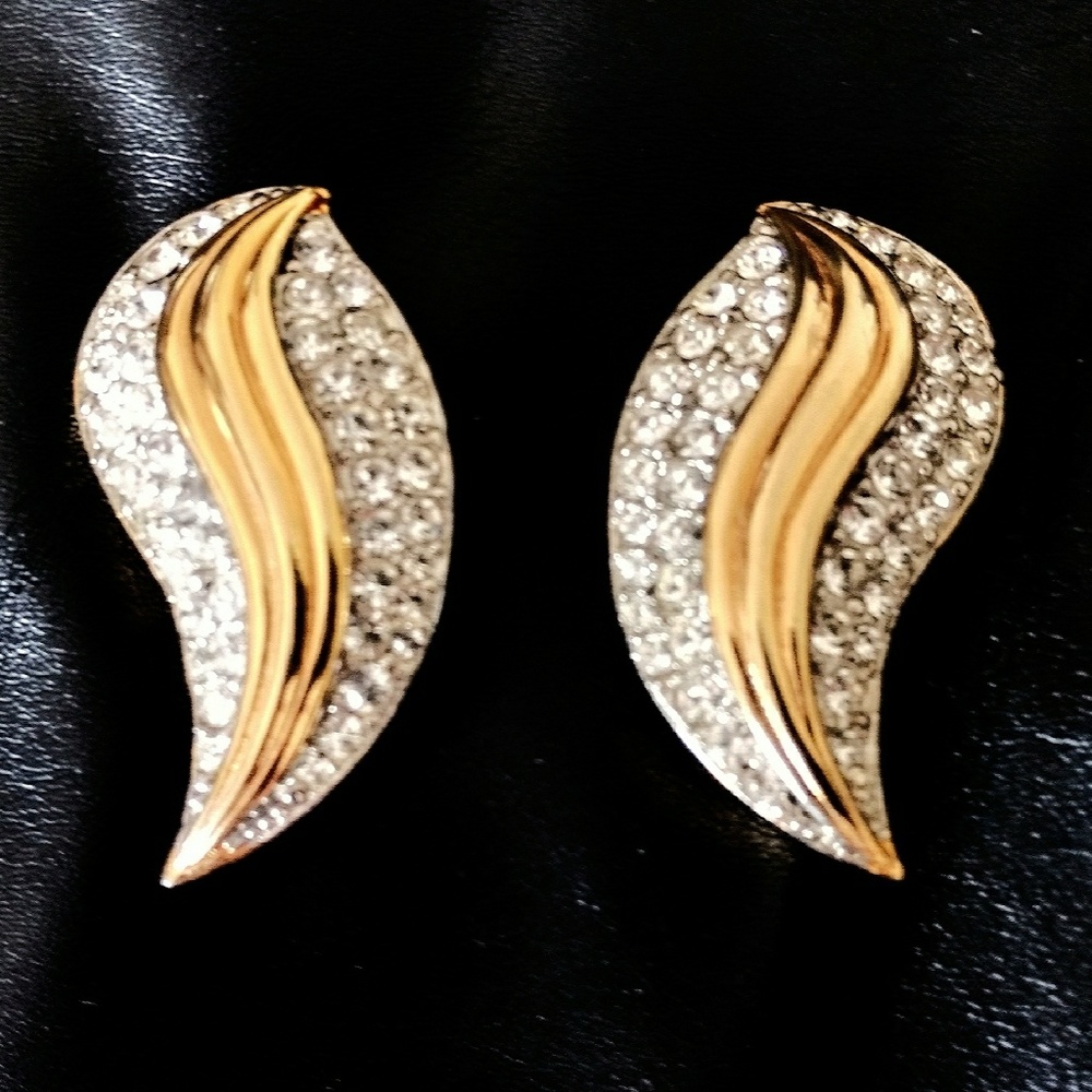 Vintage Les Bernard Runway Modernist Gold Earrings - Picture 3 of 5