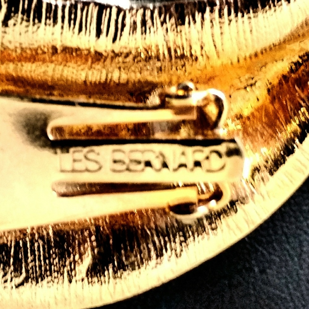 Vintage Les Bernard Runway Modernist Gold Earrings - Picture 4 of 5