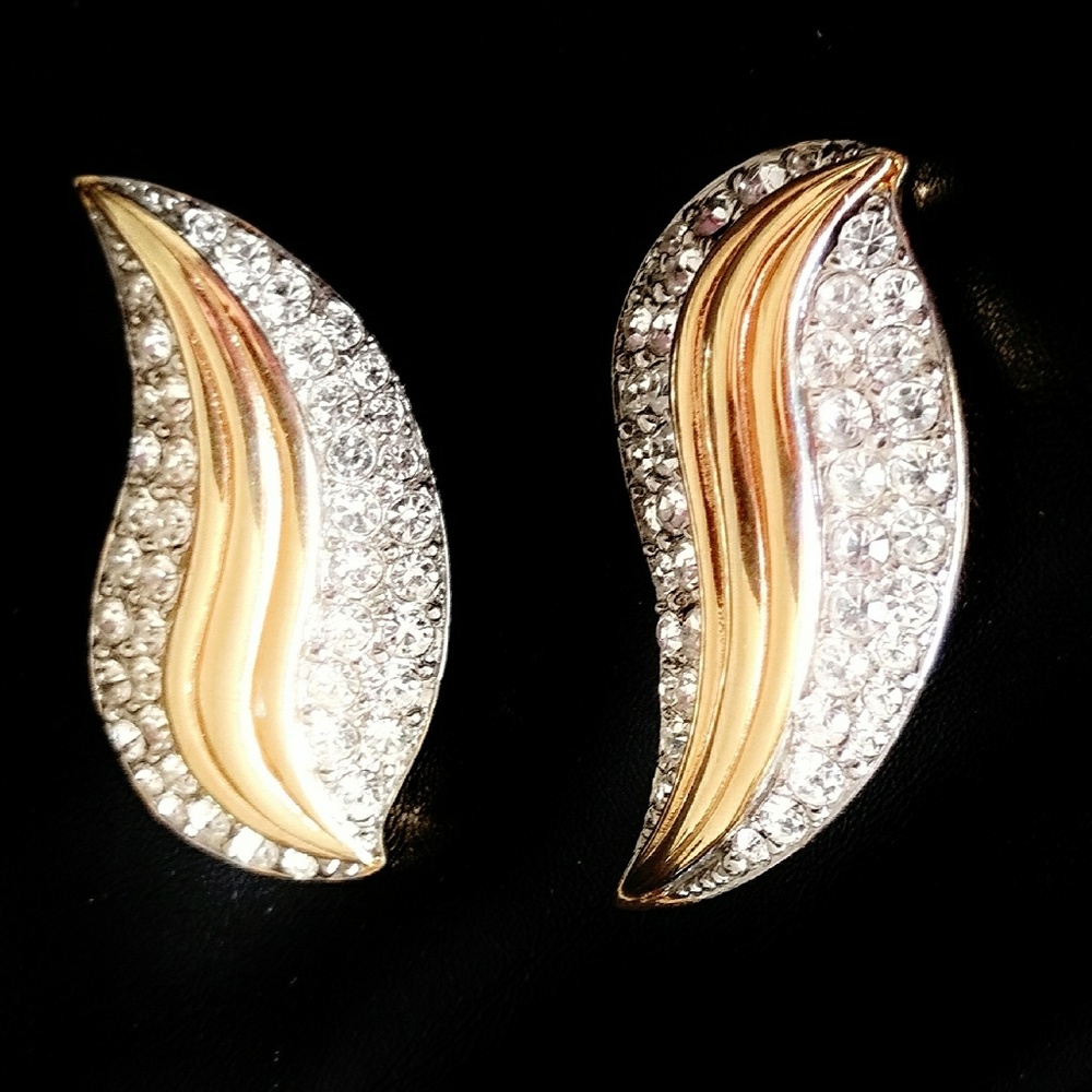 Vintage Les Bernard Runway Modernist Gold Earrings - Picture 1 of 5
