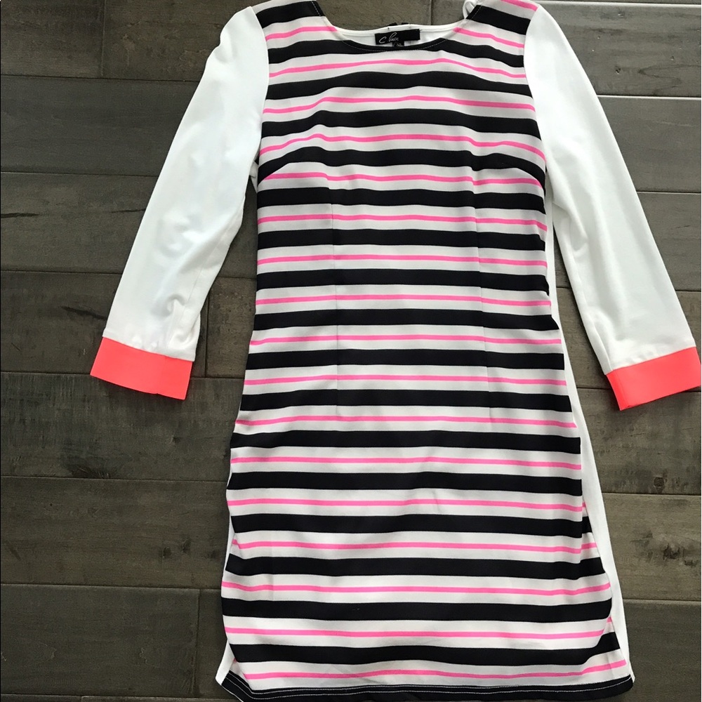 White/ Neon stripe dress