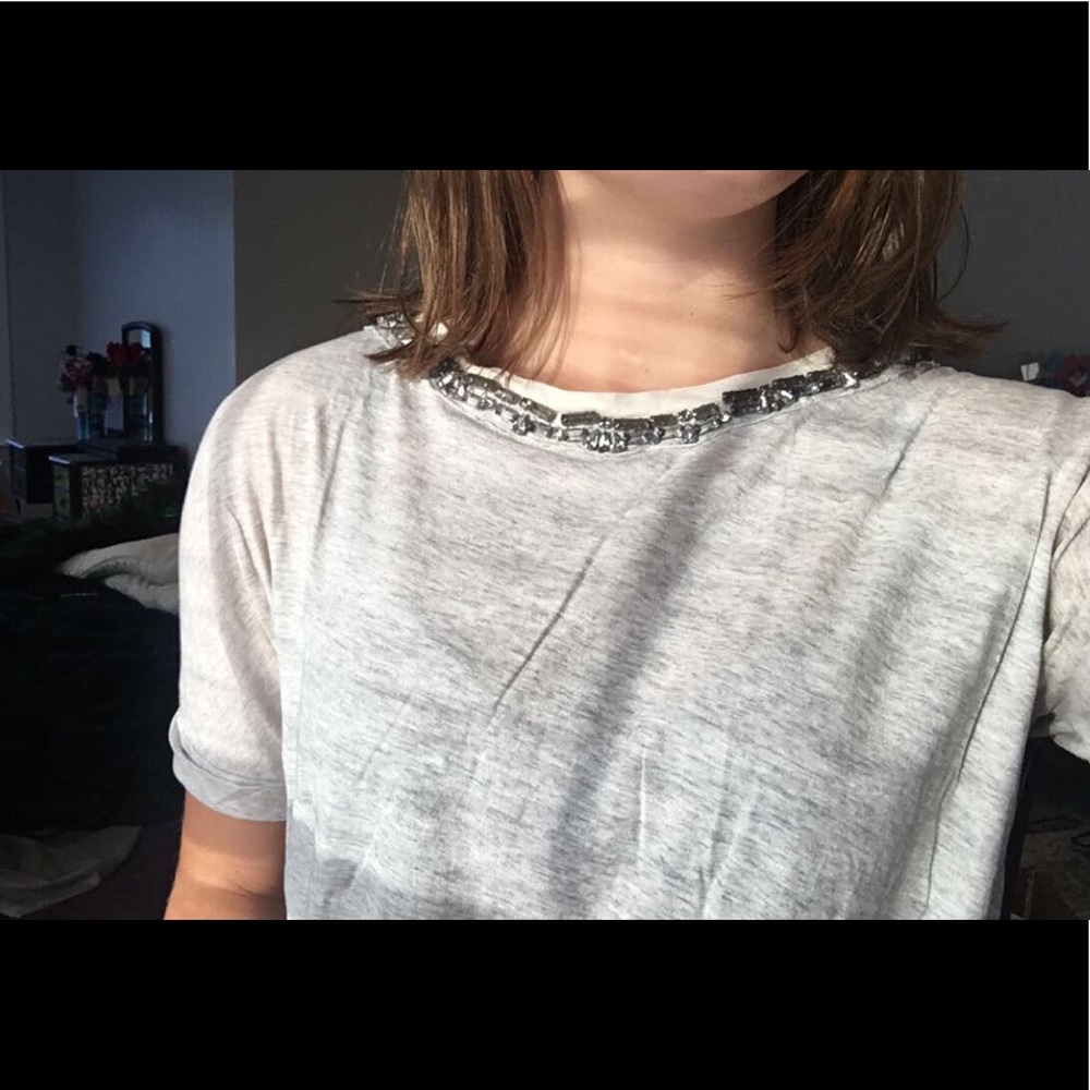 J. Crew bead neck tee