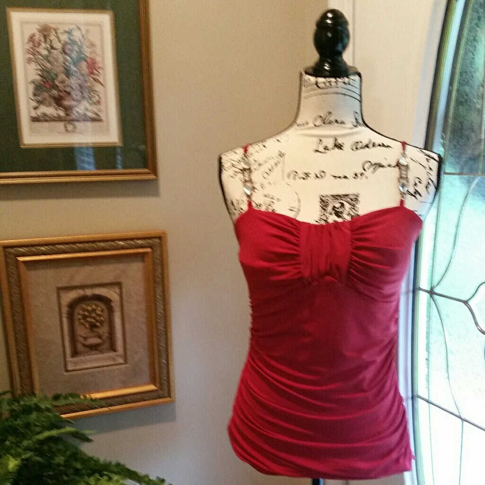 Bisou Bisou Camisole Top with Jeweled Strapes