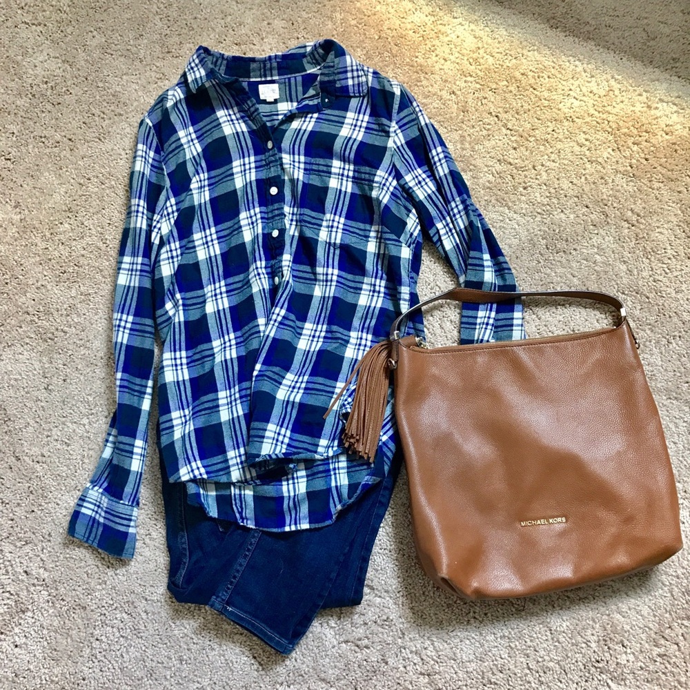 *FINAL SALE* J. Crew Perfect Shirt Blue Plaid L