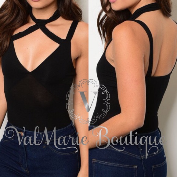 📍SALE📍Black choker criss cross bodysuit - Picture 3 of 3