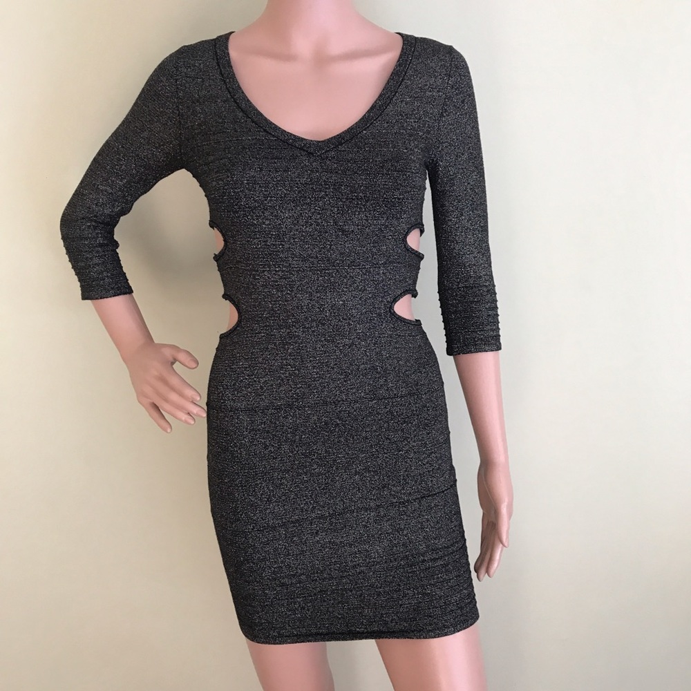 Tricot Joli Black Glitter Bodycon Dress