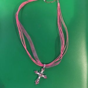 pink cross necklace