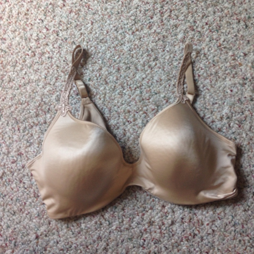 Beige and grey/silver bra with lacing on straps