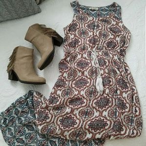 Pink Rose Maxi Dress Boho print XS