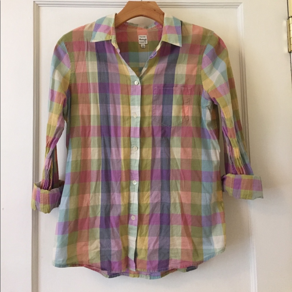Madewell pastel plaid button down