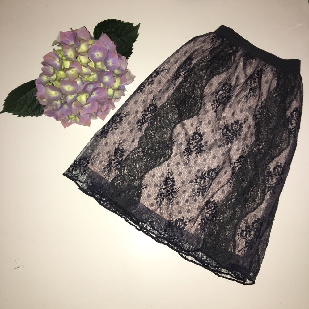 Nude black lace skirt