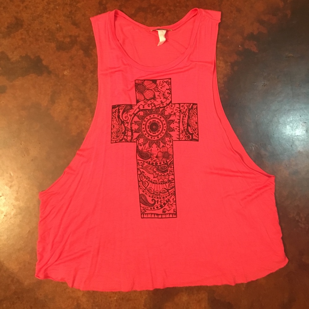 💥3 for $15💥 Red Cross cut off tank top