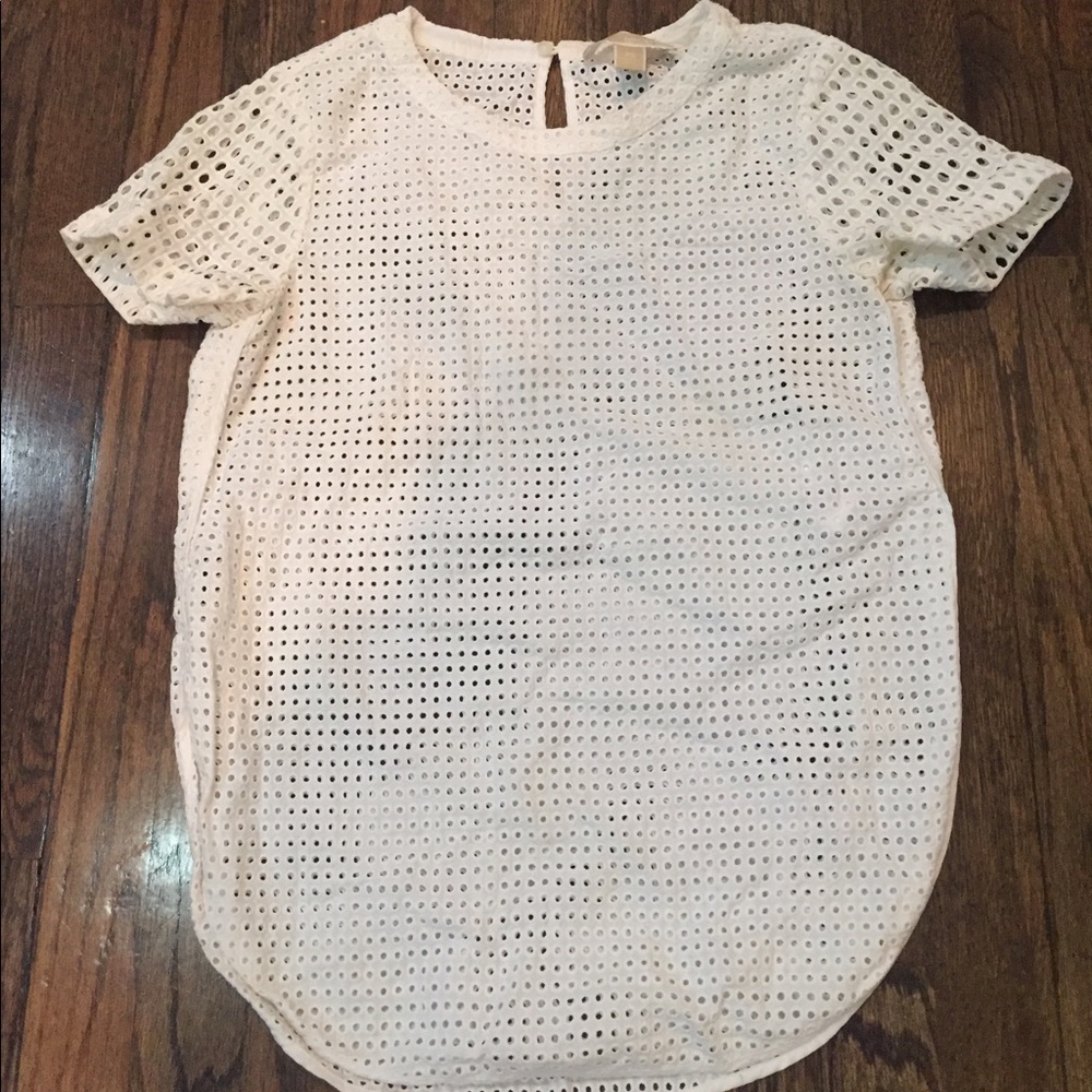 Michael Kors white eyelit top