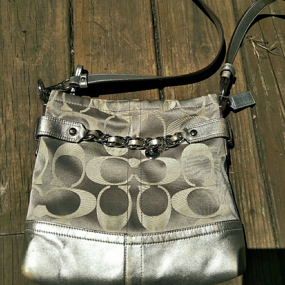 Silver and Gray Coach crossbody