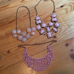 Pink Statement Necklaces Set