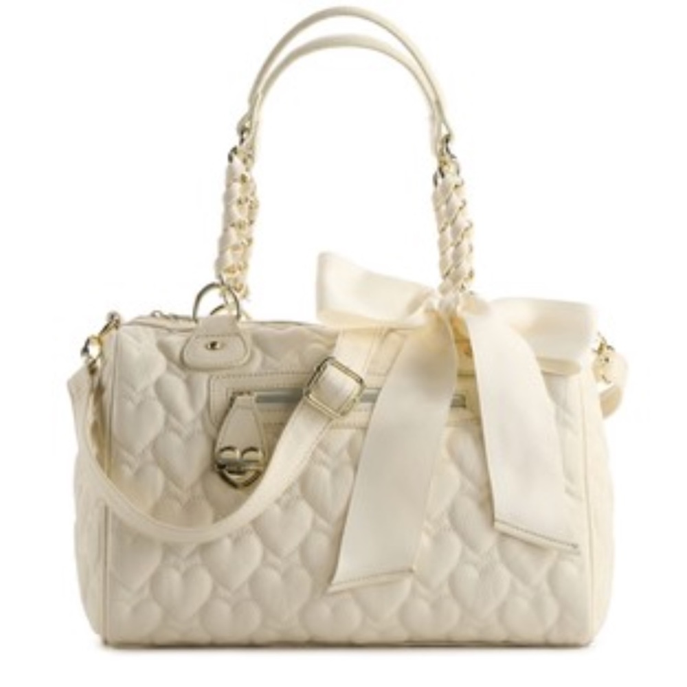 Betsy Johnson Yours Mine & Ours White Satchel