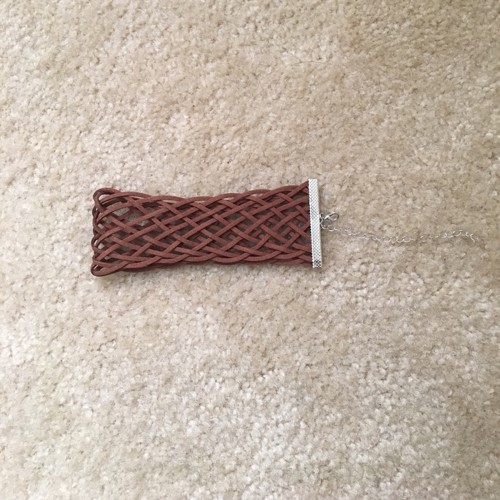 PU Leather Choker Necklace-Brown