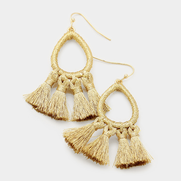 Jewelry - NEW Cord Teardrop with Tassel Earrings