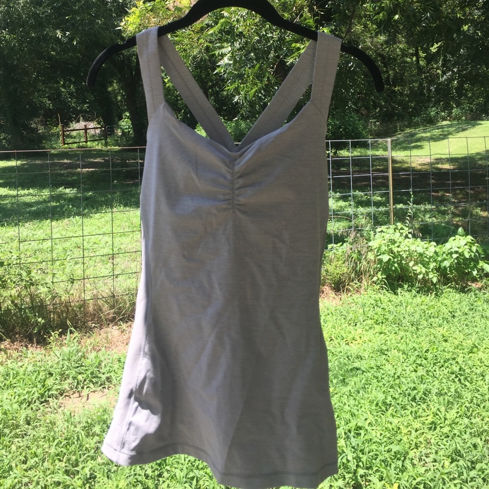 Lululemon workout top gray & pink strapy back