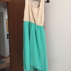 Cream and mint dress from Deb.