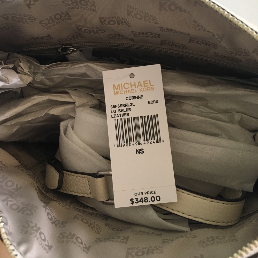 SOLD NWT Michael Kors Corinne Bag White Leather Slouchy Purse - Picture 6 of 7