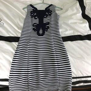 navy blue and white striped Lilly Pulitzer dress