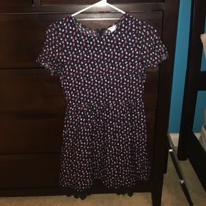 Black dress with pink and white flowers