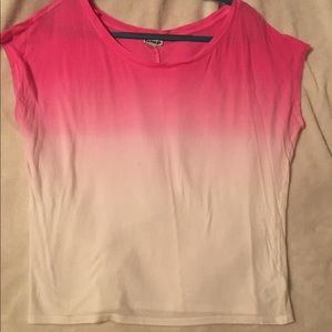 Pink ombré short sleeve loose top