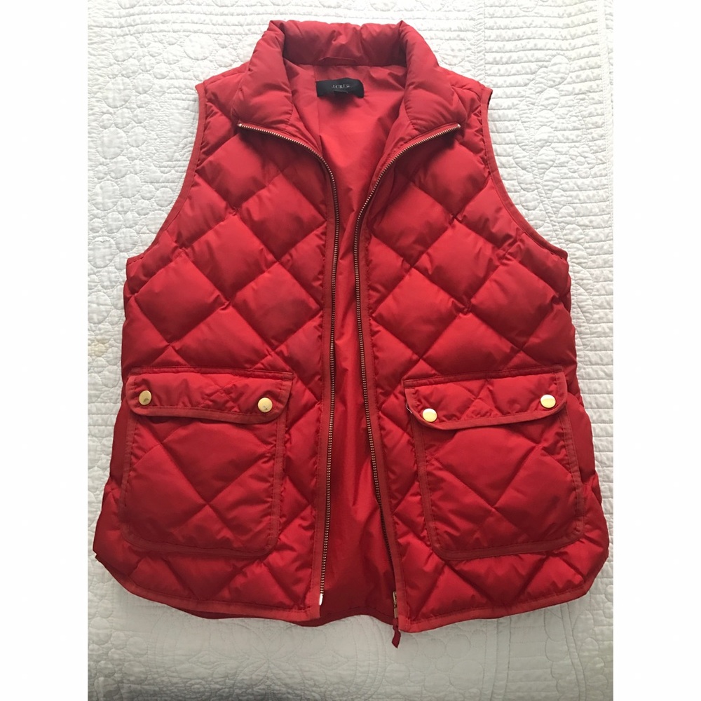 Red J. Crew down excursion vest