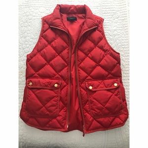 Red J. Crew down excursion vest