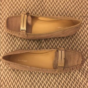 Calvin Klein Flats - Tan & Silver