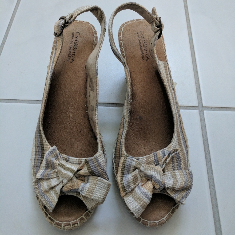 Stripped Tan Sling Back Heels
