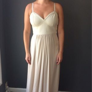 BCBG Nude Long Pleated Dress