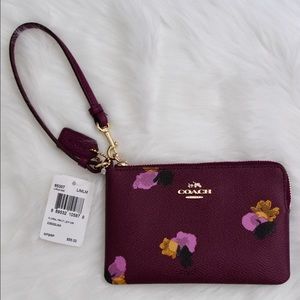 NWT Coach Floral Print Wristlet 65307 Plum
