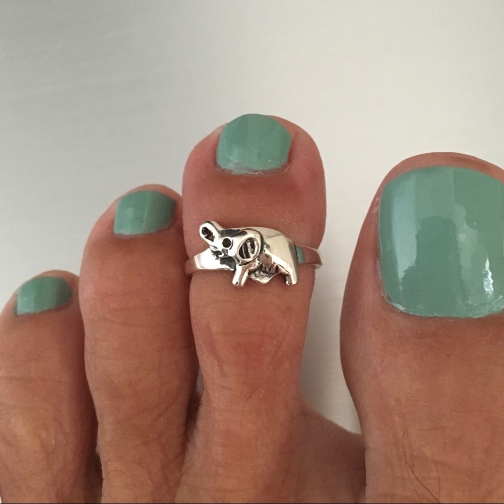 Sterling Silver Elephant Toe Ring - image 1